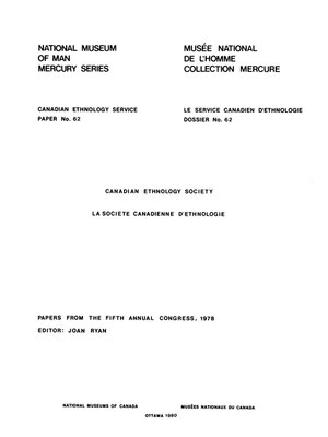 cover image of Canadian Ethnology Society Papers from the Fifth Annual Congress, 1978